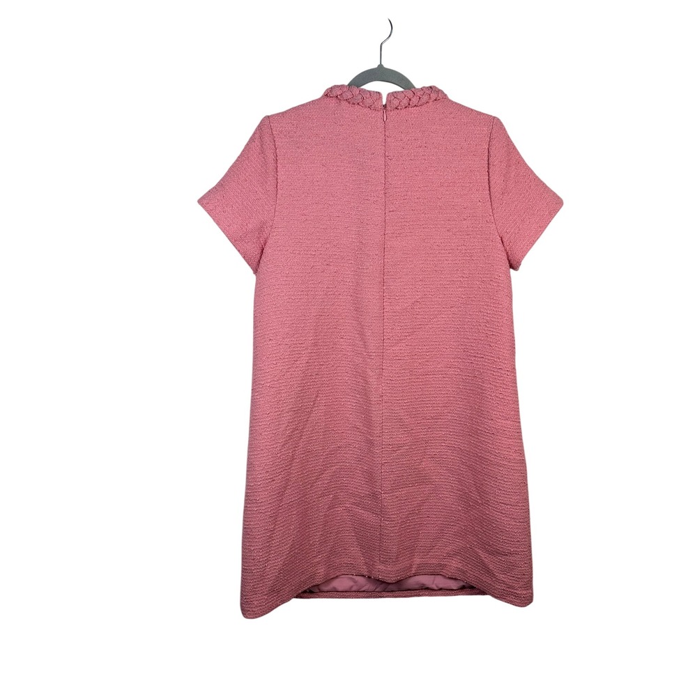Tuckernuck Pink Boucle Shift Dress Womens Size Medium Excellent Gold Button Trim - Picture 2 of 7